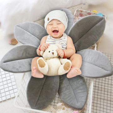 Picture of Foldable Bathtub Blooming Sink Lotus Flower Bath Mat Pad for Newborn Baby, Size: 80cm x 80cm x 5cm (Grey)