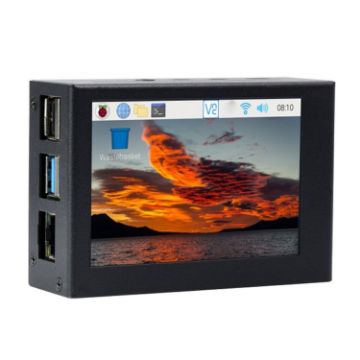 Picture of Waveshare 3.5 inch Display Aluminum Alloy Case for Raspberry Pi 4 (Black)